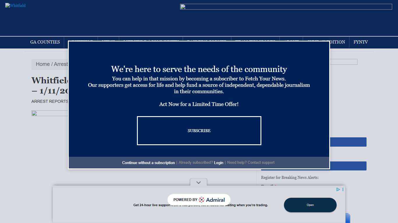 Whitfield County Sheriff’s Office Arrest Report 1/4 – 1/11/2026 - WhitfieldWhitfield