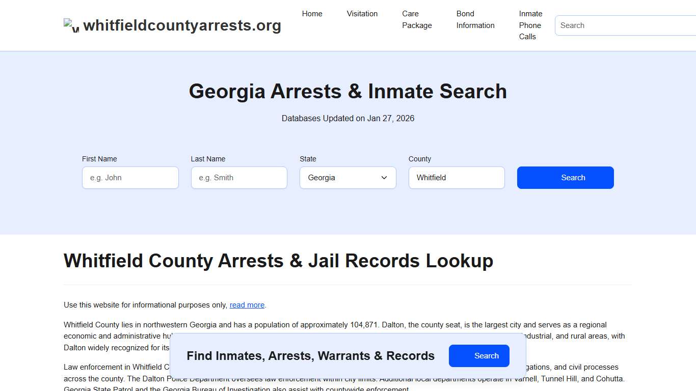 Whitfield County, GA Arrests, Warrants, Police Records Search